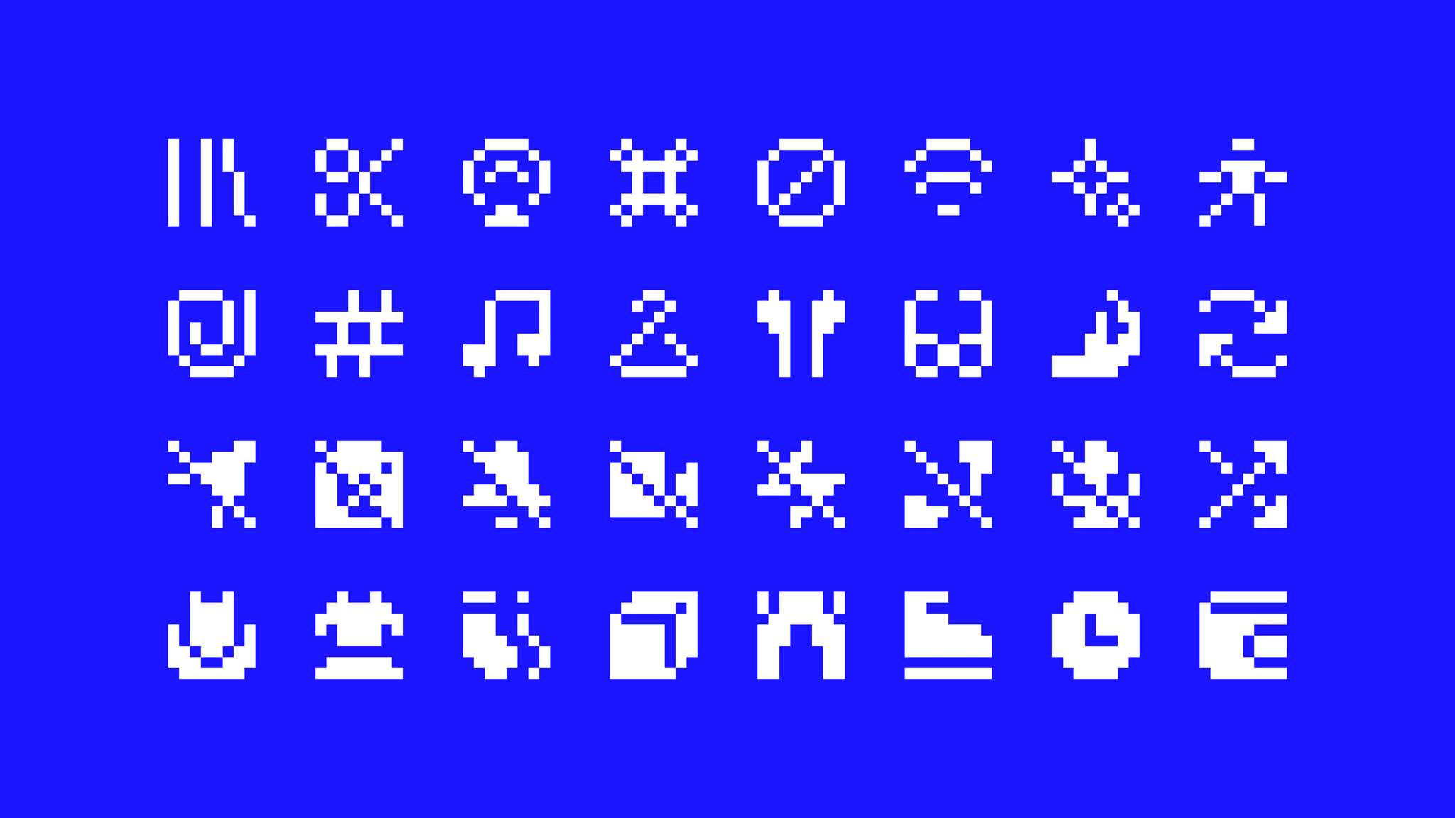 Smallbits pixel icons on blue background